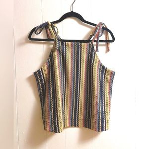 Texture & Thread ~ Stripped, Colorful, Textured-Knit, Bowtie Spaghetti Strap Top